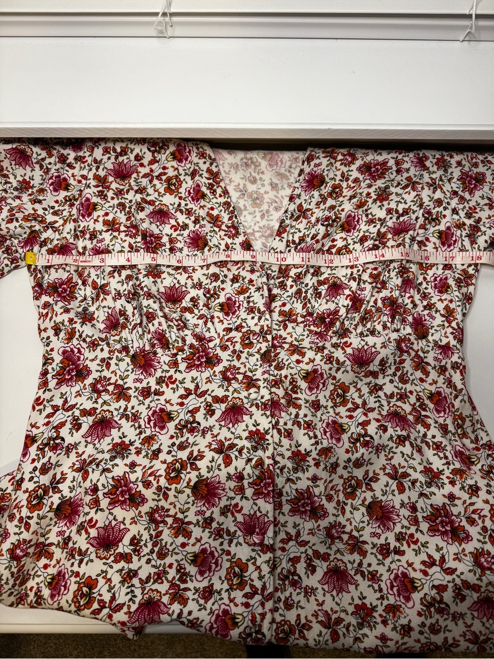Old Navy Womens Floral Short Sleeve Dress Size M White Pink Cottagecore Milkmaid - Picture 4 of 11